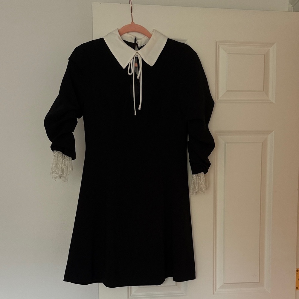 Cinq à Sept Black Dress with White Accents